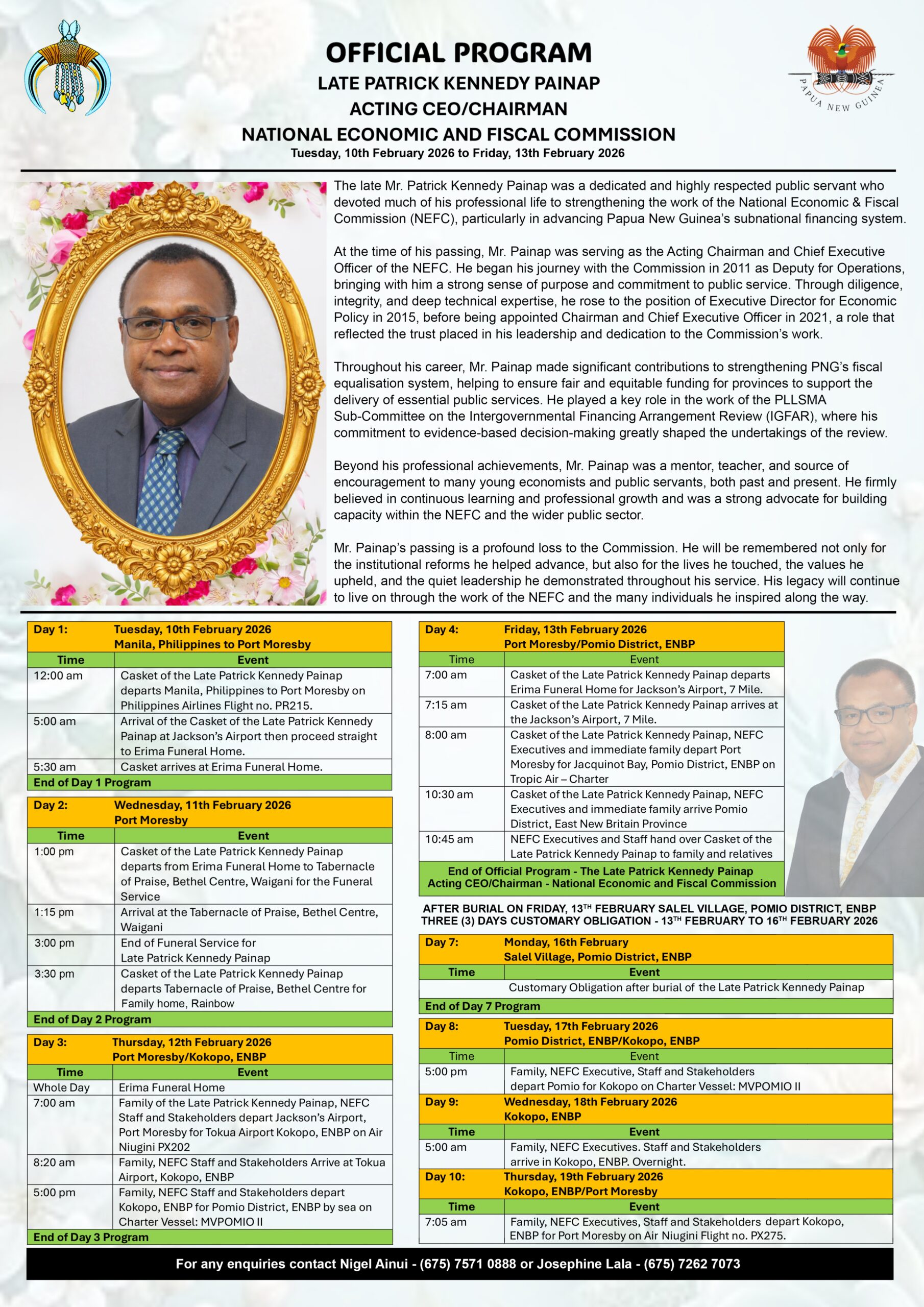 PPainap Funeral Program