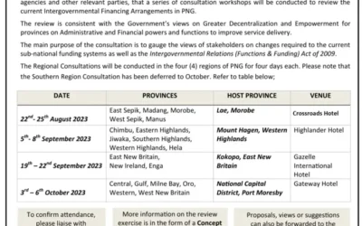 PUBLIC NOTICE: INTERGOVERNMENTAL FINANCING ARRANGEMENT REVIEW CONSULTATION WORKSHOPS